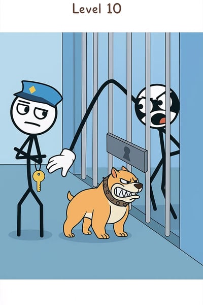 A man and a dog are in a jail cell.